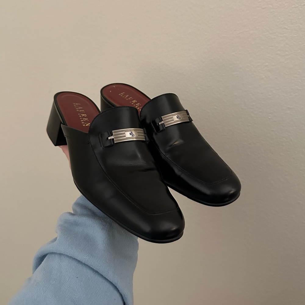 Lauren Ralph Lauren Bethel Vintage Leather Heel Mule Loafers Size 7.5